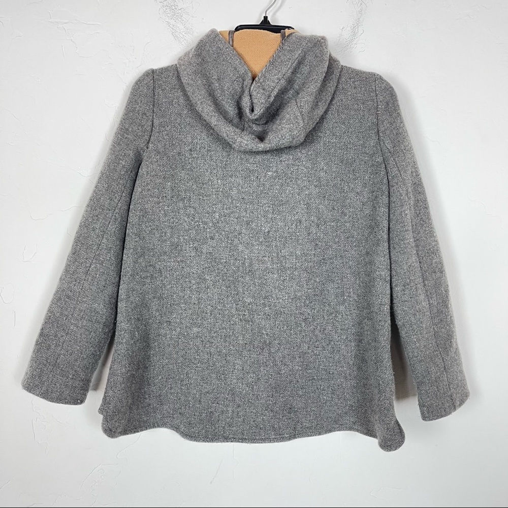 Zara Basic Jacket Coat Solid Gray‎ Zip Down Hoode… - image 2